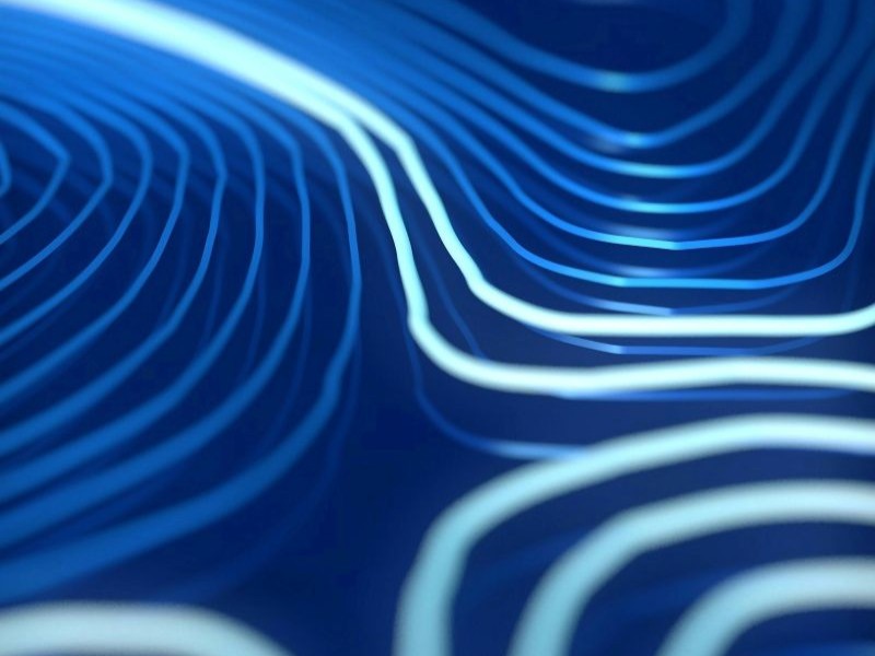 Ilustração abstrata com linhas luminosas azuis interligadas representando a conexão entre as soluções do ecossistema Agendor