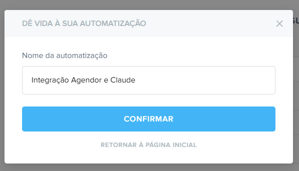 Passo 03 de como automatizar o processo entre Claude, Agendor e Pluga