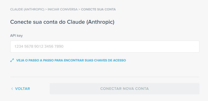 Passo 09 da Automação: conexão da conta do Claude