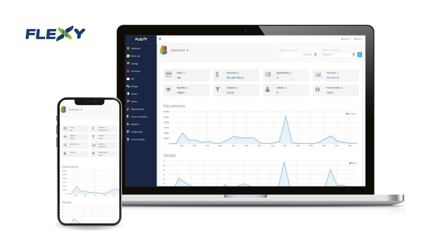 Dashboard Painel Administrativo - Plataforma Flexy